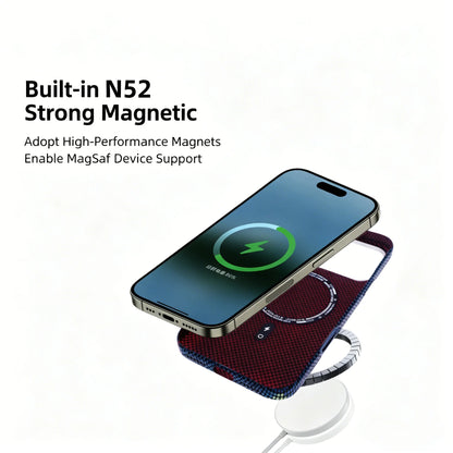 Carbon Fiber Fibre Relief Magnetic Case For iPhone 16 15 14 Pro Max 17 Magnetic Wireless Charging Alloy Lens Shockproof Cover