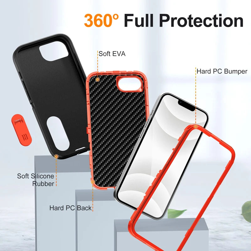 For iPhone 17E 16e Case ELVEV Luxury Soft Silicone Anti-fall + Hard PC Bumper Camera Protection Cover with Stand For 16E 17e