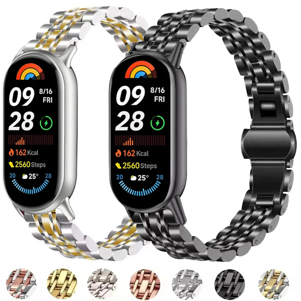 Metal Strap For Xiaomi Band 10 9 8 Belt Smartwatch Stainless Steel Mi Band 9 Bracelet Wristband Miband 11 Watchband Accessories
