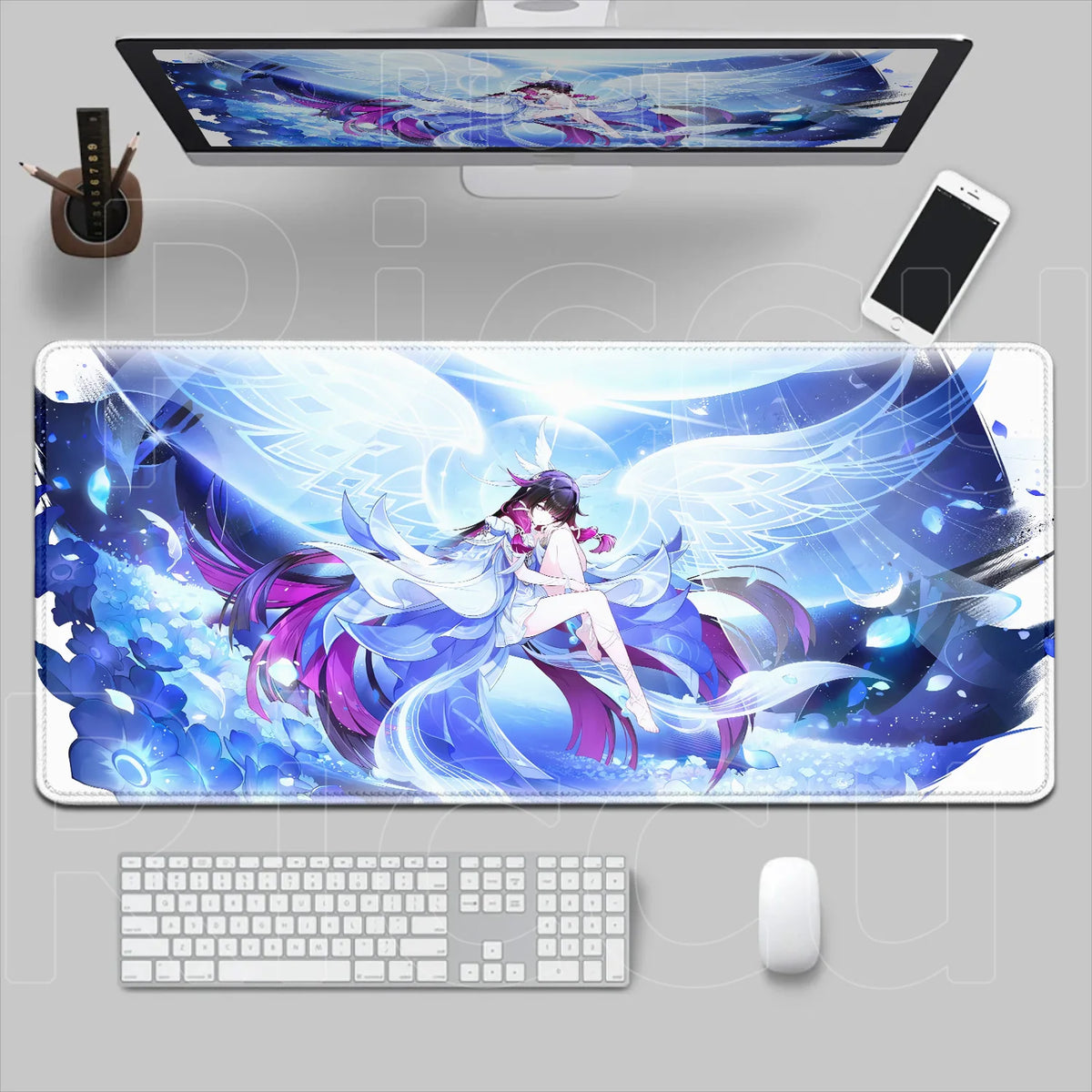 Kawaii Genshin Impact Columbina Mouse Pad Gaming Locking Animal Edge Big Computer Game Large Rubber Art Mousepad Laptop Desk Mat