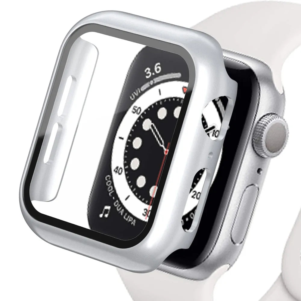 Glass+Matte Watch Cover for Apple Watch Case 45mm 41mm 44mm 40mm 42mm 38mm Bumper+Screen Protector for Iwatch SE 8 7 6 5 4 3 2 1