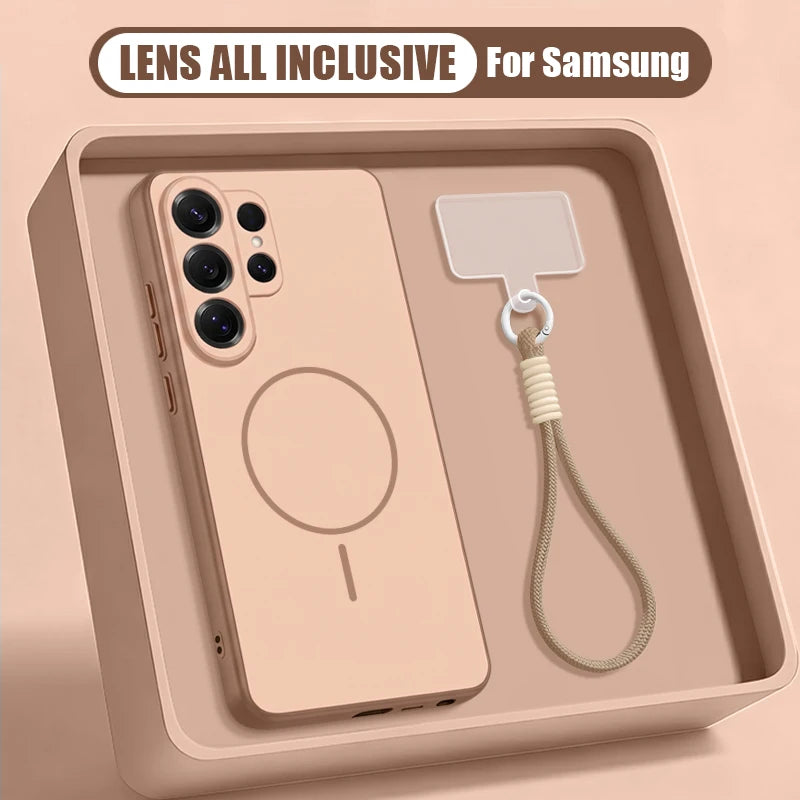 Candy Color Magnetic Phone Case For Samsung Galaxy S26 S25 Ultra Edge S24 S23 FE A17 A56 A37 A16 A55 A15 A36 A55 Lanyard Cover