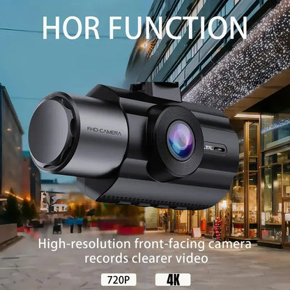 3 Channel Car DVR UHD 4K Dash Cam Three Way Camera DVRs Recorder Video Registrator Dashcam Camcorder Wiht 32G Card-Gift