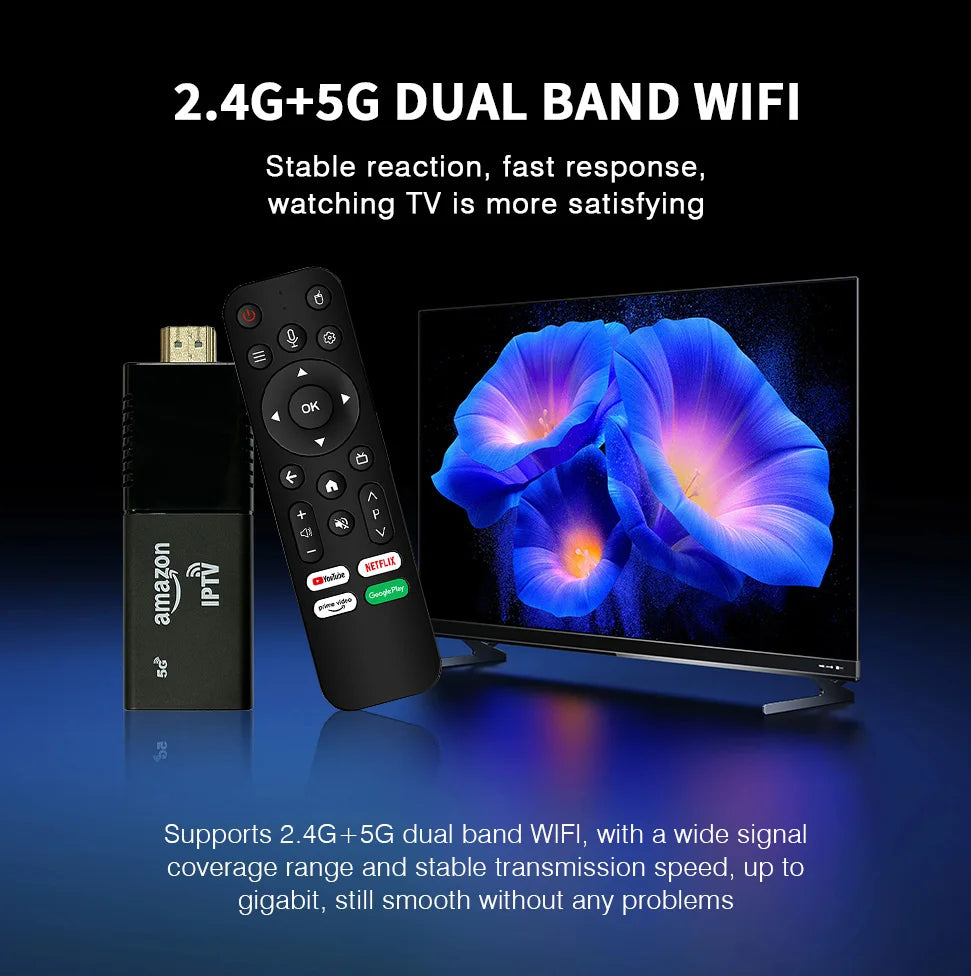 MX10 F5 4K TV Stick Android 13 Allwinner H313 4GB RAM 64GB ROM Dual Band WiFi6 BT5.4 Portable Home Streaming Media Player