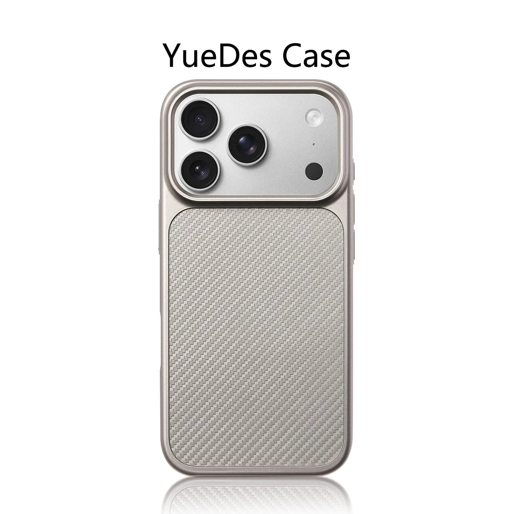 Luxury Business Carbon Fiber Pattern Hard PC Magnetic Case For iPhone 18 17 16 15 Pro Max For Magsafe Wireless Charging Cover