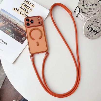 Magnetic Lanyard Case For iPhone 17 Pro Max 14 13 15 16 Plus 17P Original Shockproof Crossbody Neck Cord Strap Soft Clear Cover