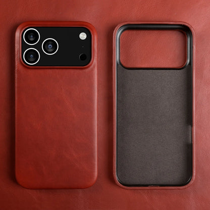 Retro For iPhone 17 Pro Max 16 15 14 13 12 11 Case Luxury Genuine Leather Cases For IPhone16 Vintage Full Covered Phone Cover