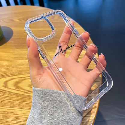 Personalized Clear Phone Cover Customized Name For iPhone18 17 16 15 14 13 12 11 Pro Max TPU Shockproof Transparent Back Case