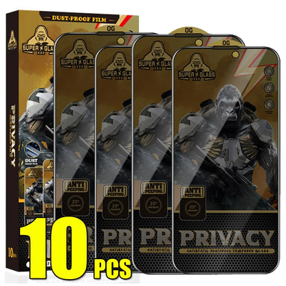 10pcs Super Privacy OG Tempered Glass Screen Protector Film Anti Spy For iPhone Duo 18 Pro Max 17 Air 17E 16 Plus 15 14 13