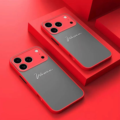 Customized Personalized Name Phone Case For 17 16 15 14 13 12 11 Pro Max Shockproof PC Phone Case FrostedTranslucent Back Cover