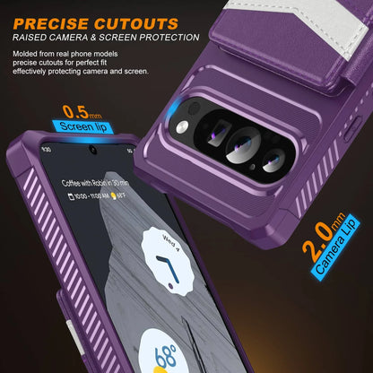 For Google Pixel 10 9 Pro XL 8 7 Pro 9A 8A 7A Case with Card Holder, Heavy Duty Shockproof Soft TPU Back Flip Wallet Cover