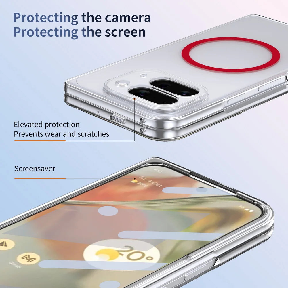 Magnet Adsorption with Tempered Glass Protector Case for Google Pixe 10 Pro Fold for Magsafe Wireless Charging Shockproof Cover