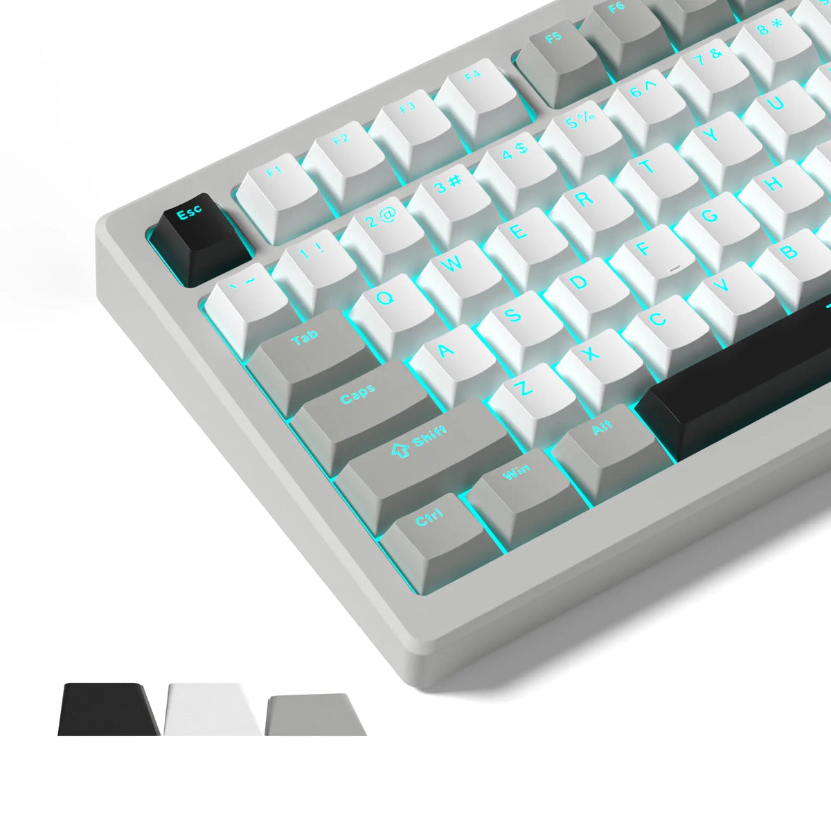 140 Keys White Grey PBT Keycap RGB Shine Through Double Shot Keycaps Cherry Profile for MX Switches  Mechanical Gaming Keyboard