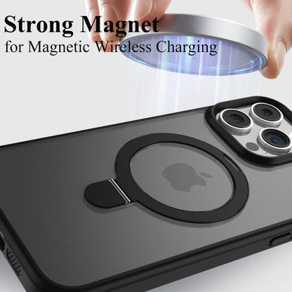Magnetic Mobile Phone Case with Ring Stand for iPhone 17 16 15 14 Pro Max  Plus 13 12 11 Cases Translucent Cover with Protector