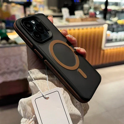 Luxury Colorblock Translucent Magnetic Phone Case for IPhone 17 16 15 14 Plus 13 Pro Max Shockproof Anti Slip Frosted Cell Cover