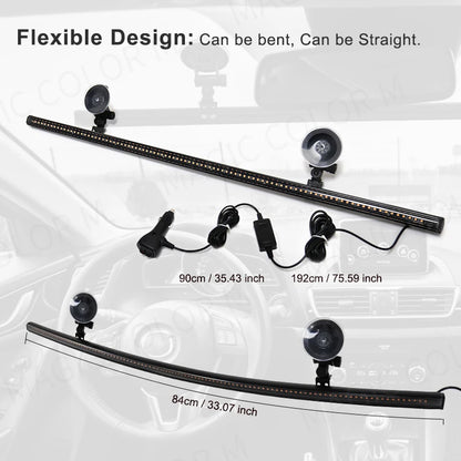 96 LED 3030 Beads Front Windshield Car Strobe Lamp Bar Traffic Signal Flashing Lamp Auto Roof Top Warning Light 12V Waterproof