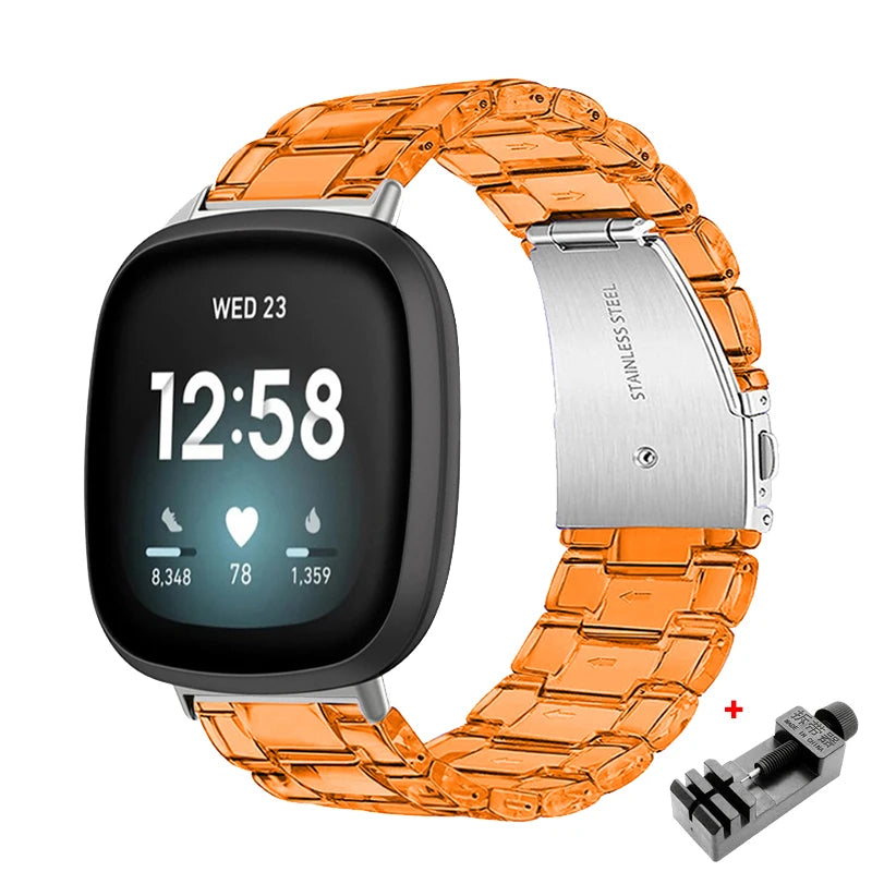 Newest Transparent Resin Strap for Fitbit  Versa 3 4 Lite Sense for Fitbit Versa2 Smartwatch Bracelet Watchband Accessories