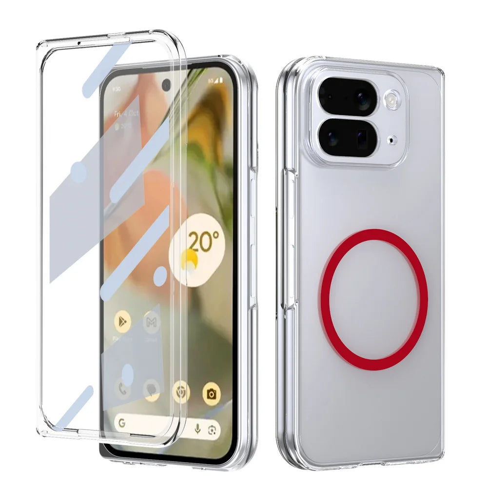 Magnet Adsorption with Tempered Glass Protector Case for Google Pixe 10 Pro Fold for Magsafe Wireless Charging Shockproof Cover