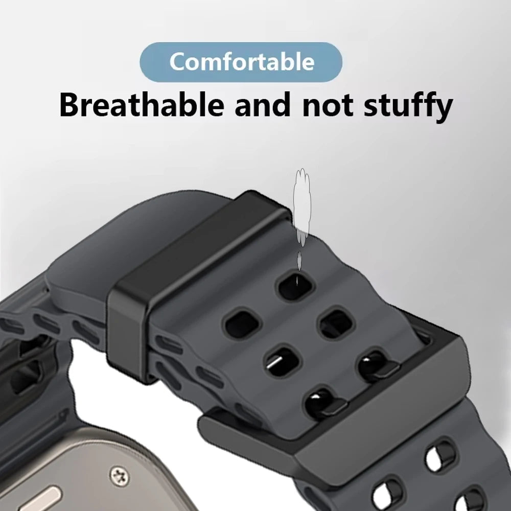 Ocean strap For Apple Watch Ultra 2 Band 49mm 46mm 45mm 44mm Two-Tone Sports Silicone Bracelet iWatch series 10 9 8 7 6 SE band