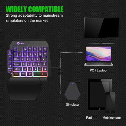 35keys One Handedly Single Hand Mini Gaming Keyboard Usb Ultra-slim Wired Backlight Keyboard for Laptop Desktop PC Smartphone
