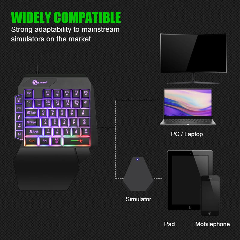 35keys One Handedly Single Hand Mini Gaming Keyboard Usb Ultra-slim Wired Backlight Keyboard for Laptop Desktop PC Smartphone