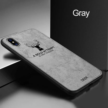 Luxury Deer Print Cloth Texture Case For iPhone 15 14 13 12 Mini 11 Pro X XS MAX XR Phone Cases Soft Cover Silicone Shockproof