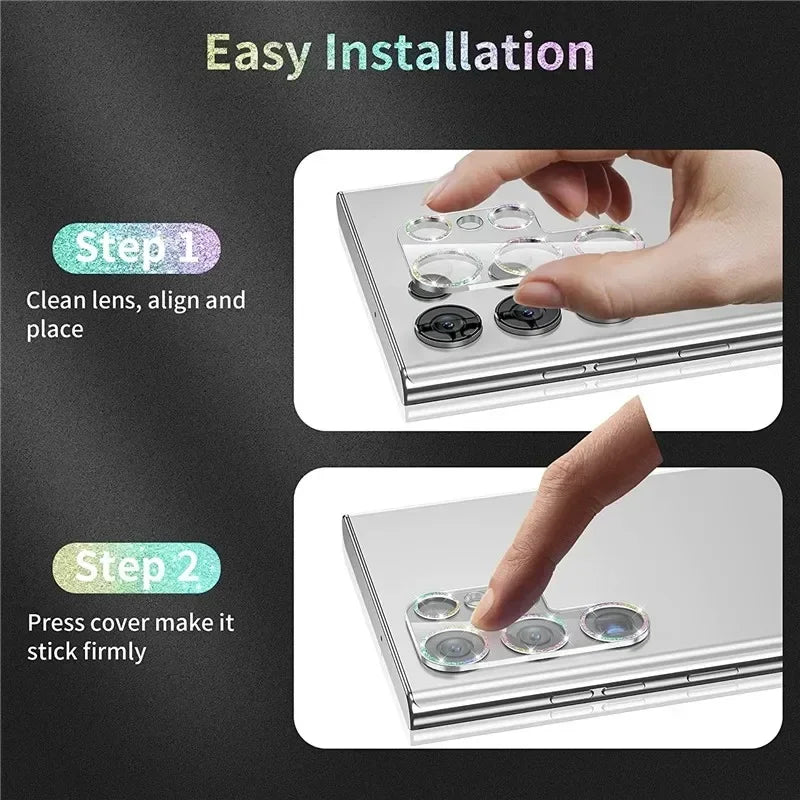 Glitter Camera Lens Protector For Samsung Galaxy S26 S25 S24 S23 Plus Ultra Full Cover Protection Clear Glass Scratch Resistant