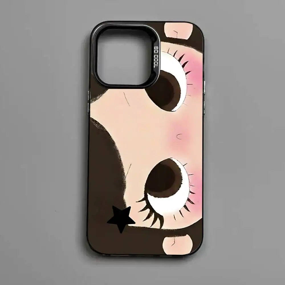 Kawaii Cute Black Big Eyes Cool Phone Case For IPhone 17 16 Plus Pro Max 15 14 13 12 11 Matte Colorful Covers