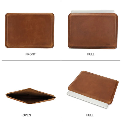 CONTACTS FAMILY Genuine Leather Laptop Sleeve Case For Macbook Pro Air 13 14 16 M4 M3 M2 Cover HP DELL XPS 13 Computer Bag Men