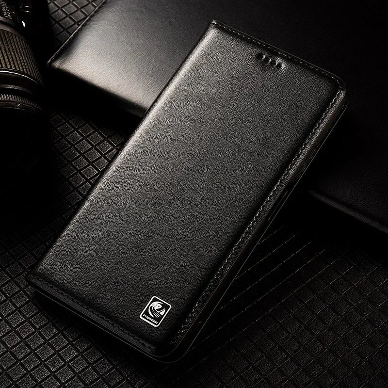 For SAMSUNG Galaxy S26 S25 S24 S23 Ultra Plus FE Edge 5G Flip Case Napa Texture Magnetic Cover Cowhide Genuine Leather Cases