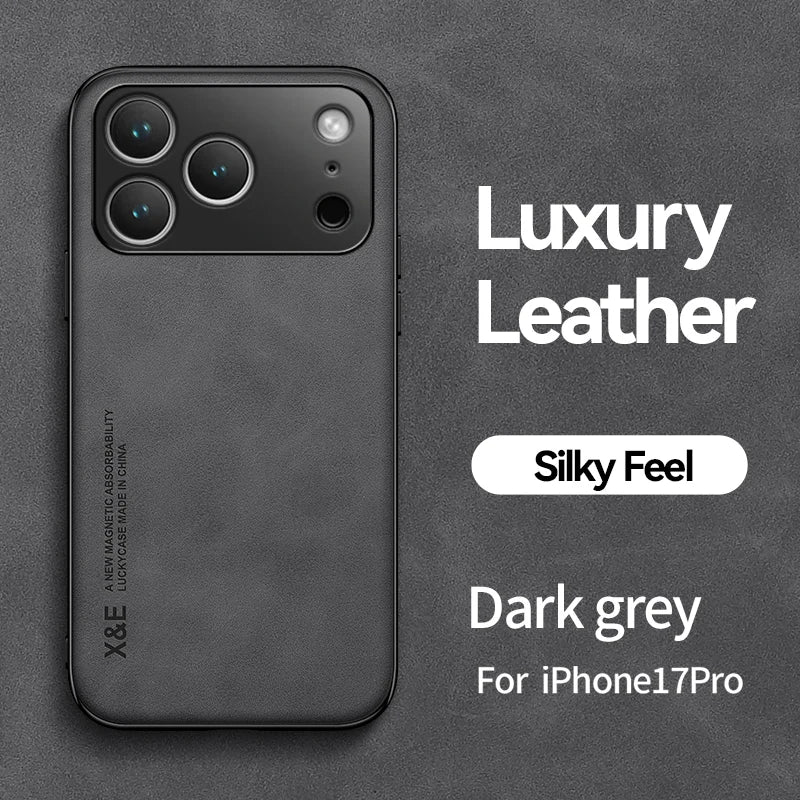 Magnetic Leather Case For iPhone 17 Pro Max Air iPhone17ProMax Air 5G Shockproof Silicone Soft Case Cover