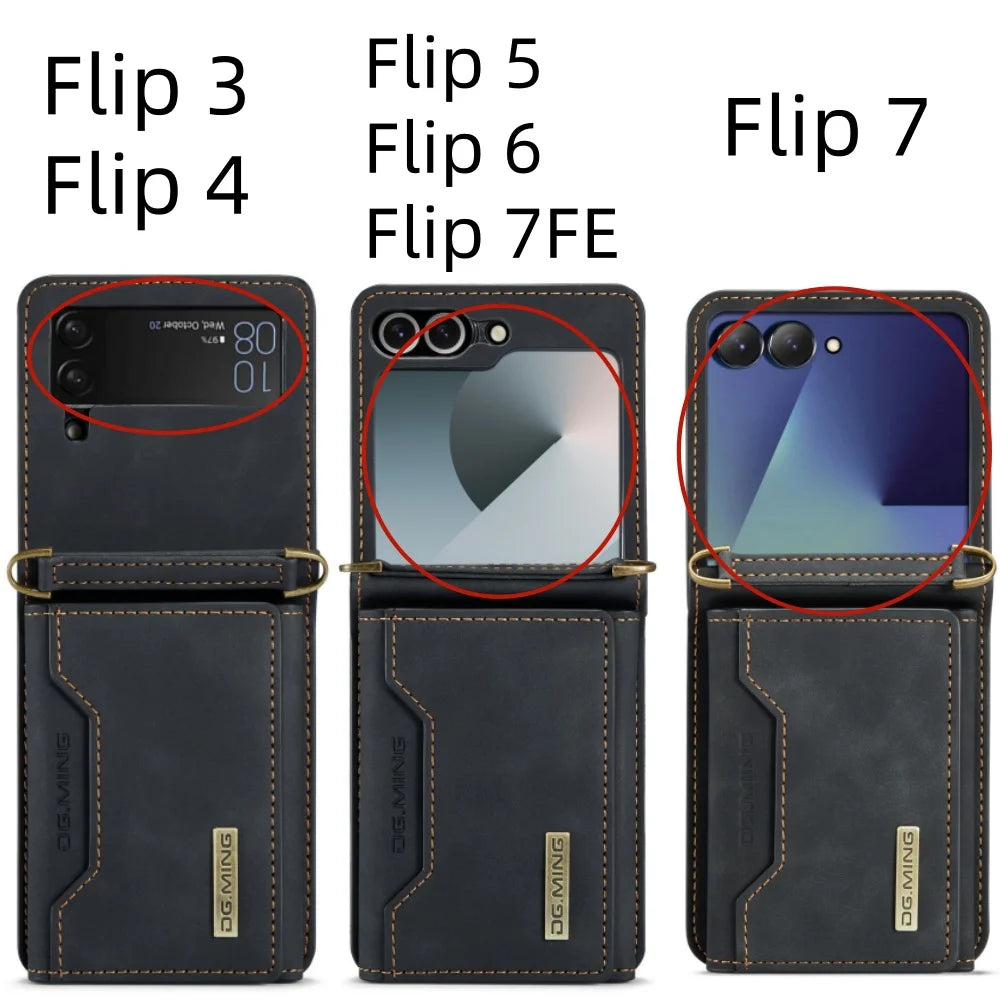 Wallet Case for Samsung Galaxy Z Flip 8 7 6 5 4 3 7FE Shockproof Cover with Protective Leather Card Holder Pocket