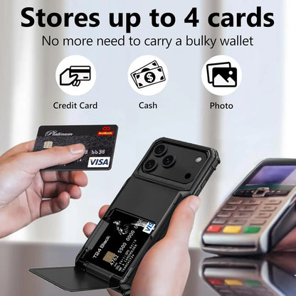 Case For iPhone 17 Pro Max 16 15 Pro Max 14 13 12 11 Heavy Duty Wallet Hidden Flip Slot Protective Hard Back Covers Coque Fundas