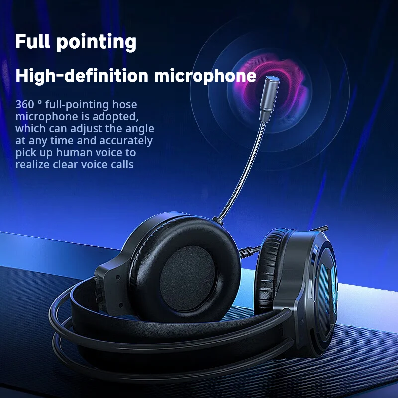 AULA S606B Wired Gaming Headset 50mm Driver Virtual 7.1 Surround Sound Noise Cancelling Mic RGB Gaming Headphones