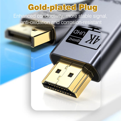 UGOURD 4K DP to HDMI 2.0 Compatible Cable 4K60Hz DisplayPort to HD Adapter Display Port Video Audio for PC TV Projector Laptop