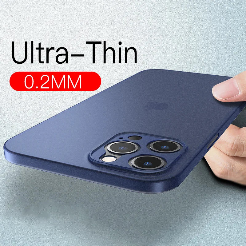 For Iphone 11 12 13 14 15 16 17 Air plus Pro Max Mini X Xr XsMax 0.2MM Thickness Slim Cover Cases Ultra Thin Matte Phone PP Case