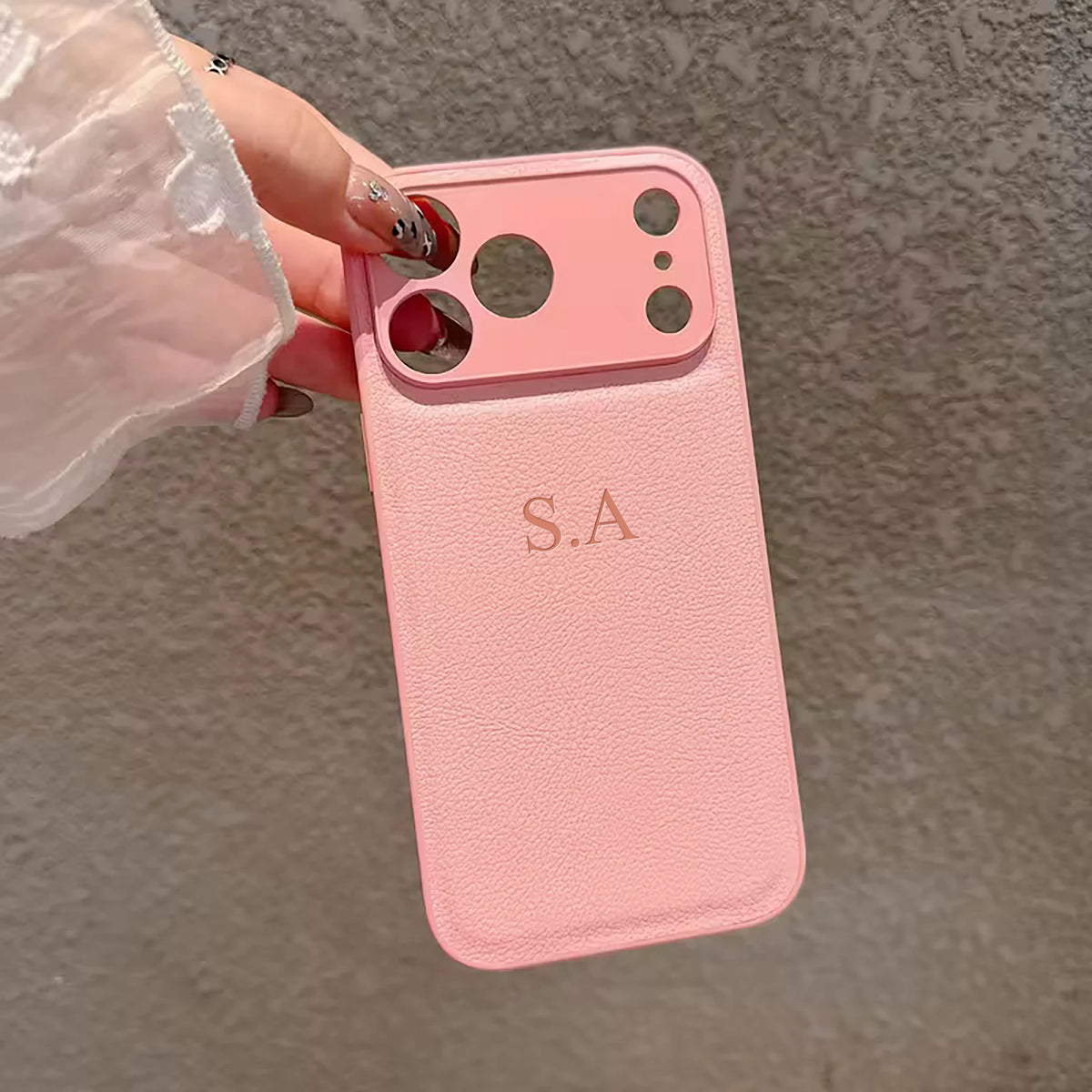 Personalized Luxury Customized Name 3D DIY Hot Engrave Faux Leather Phone Case For iPhone 17 16 15 14 13 Pro Max Plus Air