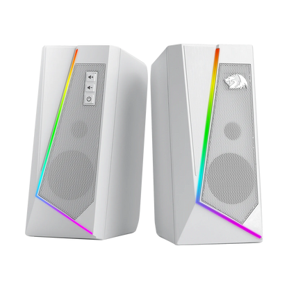 Redragon GS520 RGB Desktop Speakers, 2.0 Channel PC Stereo Speaker with 6 Colorful LED Modes, Enhanced Sound, White/Pink