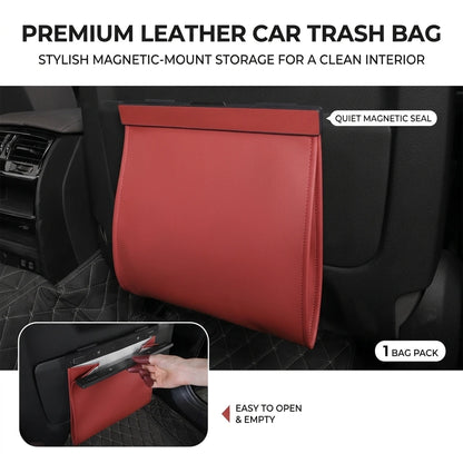Magnetic Adsorption Car Garbage Bag Waterproof PU Leather Auto Back Seat Hanging Trash Bin for Car Interior Accessories