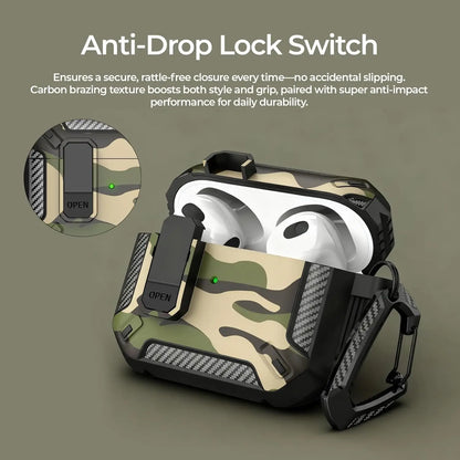 Switch Case for AirPods 5 2026 Headphone Protective Case Camouflage Green for Men Airpods Pro 3/4/5 Protective Case with Lock