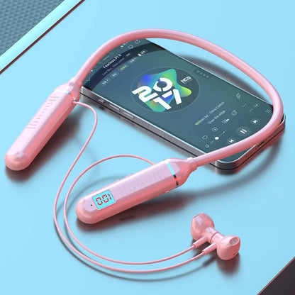 Wireless Earphones Bluetooth 5.3 Neckband Headphones Gaming LED Display HIFI Headset Sports TWS Earbuds With Mic TF Card