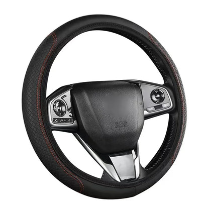 Artificial Leather Three-dimensional Embossed-car without Inner Ring Steering Wheel Cover Auto Parts for 14.5-15 Inches