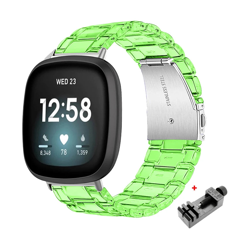 Newest Transparent Resin Strap for Fitbit  Versa 3 4 Lite Sense for Fitbit Versa2 Smartwatch Bracelet Watchband Accessories