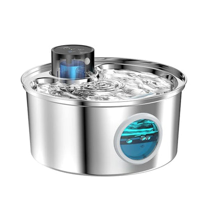 108oz/3.2L Stainless Steel Wireless Cat and Dog Drinker Rechargeable Automatic Pet Drinker Water Fountain Motion Sensor Bowl
