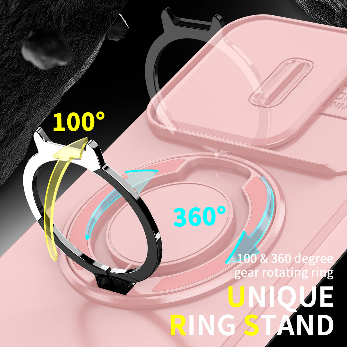 Sliding Camera Lens Protection Armor Phone Case For Xiaomi Poco X8 Pro 5G 360°Rotate Ring Holder Kickstand Shockproof Back Cover