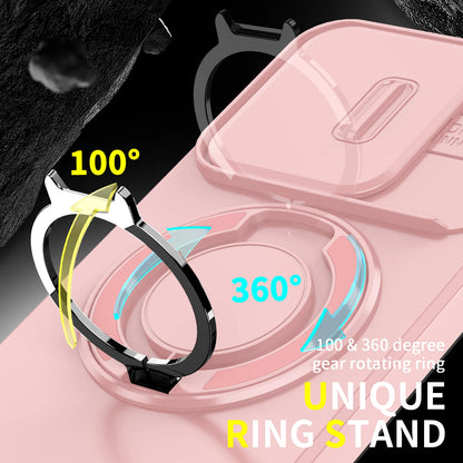 Sliding Camera Lens Protection Armor Phone Case For Xiaomi Poco X8 Pro 5G 360°Rotate Ring Holder Kickstand Shockproof Back Cover