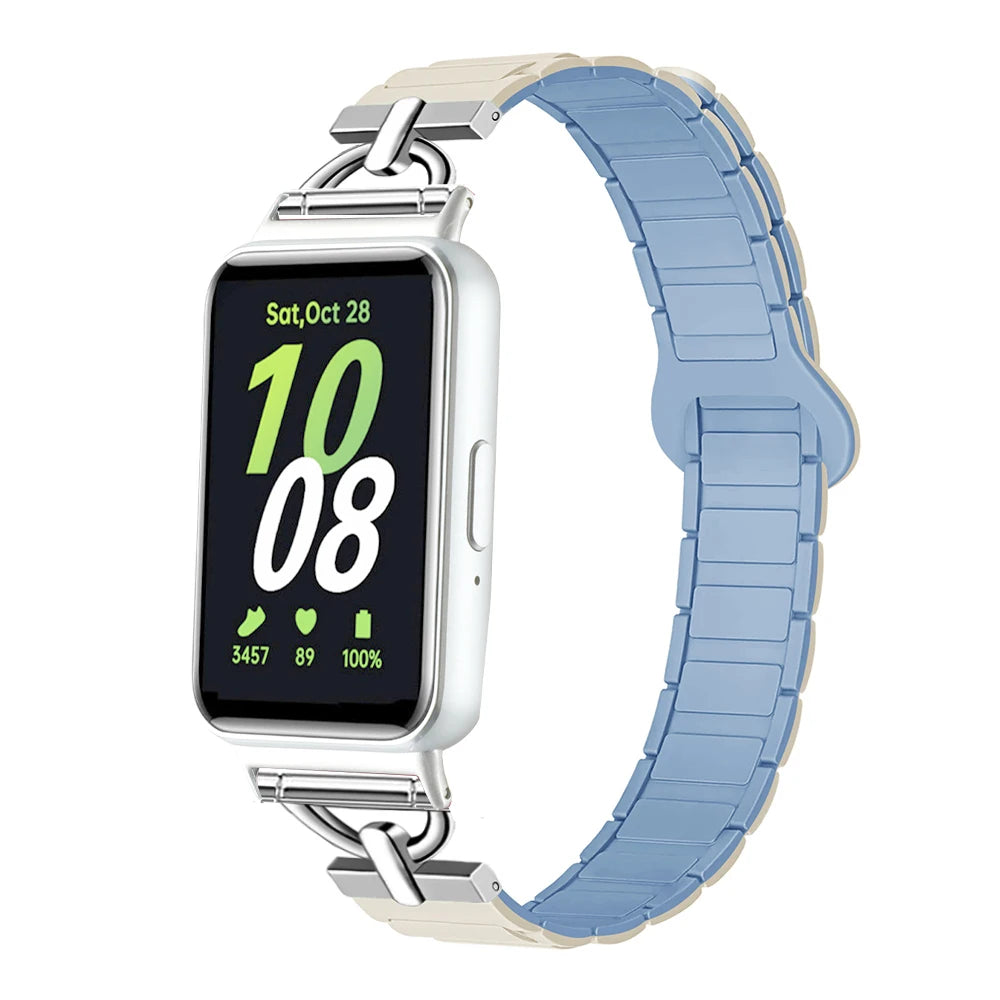 Magnetic Strap for Samsung Galaxy Fit 3 Sport Silicone Watch Band for Samsung Galaxy Fit3 Accessories Metal Men Women Bracelet