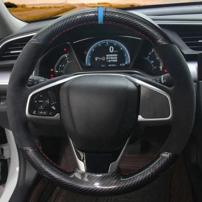 Car Steering Wheel Cover Non-slip Carbon Fiber Suede Braid For Honda Civic 10 2016-2021 CR-V CRV 2017-2021 Clarity 2018-2021