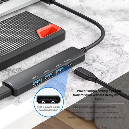 5 IN 1 USB C HUB Type C to USB 3.0 HUB PD 65W Multi USB Splitter Adapter OTG For Lenovo Macbook Pro U Disk Computer Accessories