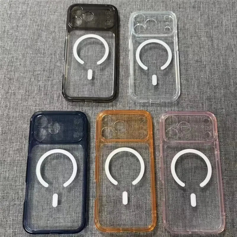 Luxury Clear Shockproof For Magsafe Magnetic Case For iPhone 17 Air 17Pro 17 ProMax Wireless Charging Shockproof Hard Back Cover